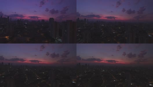 紫色日落在圣保罗城市，巴西高清在线视频素材下载