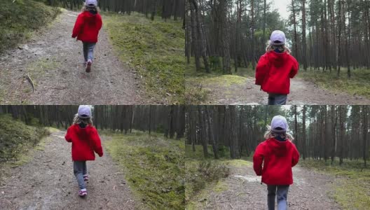 年轻女孩在森林里奔跑的慢镜头高清在线视频素材下载