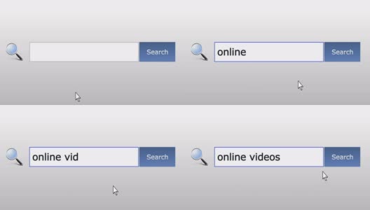 在线视频-图形浏览器搜索查询，网页，用户输入搜索相关结果，计算机上网技术。网页浏览打字字母，填写表格按下查找按钮，导航到搜索结果页面，在线工作高清在线视频素材下载