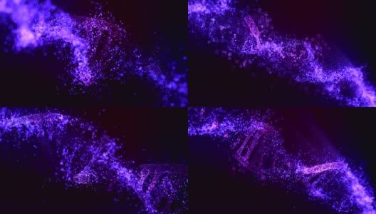 DNA分子模型。发光粒子高清在线视频素材下载