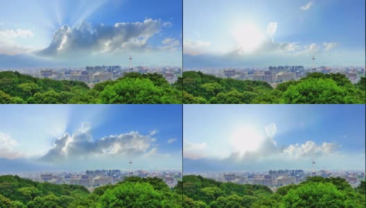 日本京都塔上的日落和云彩高清在线视频素材下载