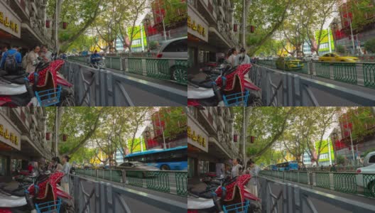 夏日南京城市交通、街道、人行道，时光流逝全景4k中国高清在线视频素材下载