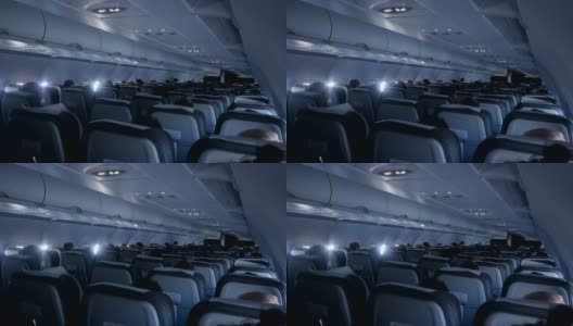飞机上的乘客在飞机颠簸时坐在椅子上高清在线视频素材下载