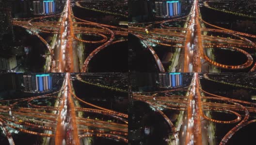中国河南省郑州市夜间的立交桥高清在线视频素材下载
