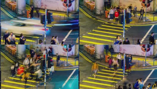 4K延时拍摄的街道上的人们。位于市中心的香港是亚洲地区的主要金融中心。交通，SEA:购物，香港-视频。高清在线视频素材下载