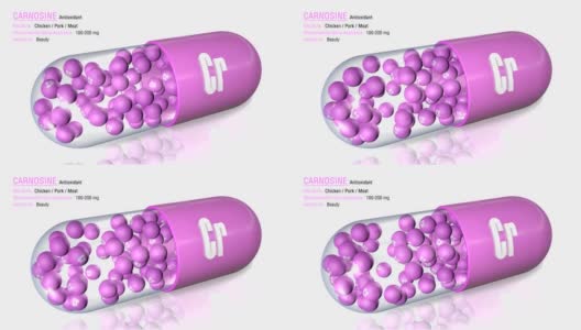 肌肽-动画抗氧化胶囊概念高清在线视频素材下载