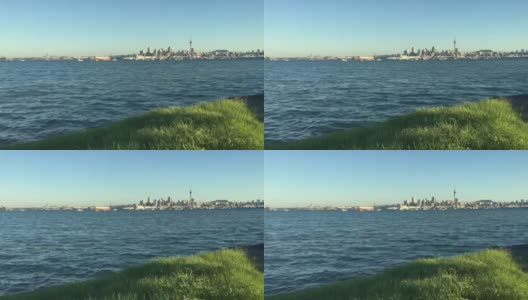 奥克兰城市天际线新西兰日落高清在线视频素材下载