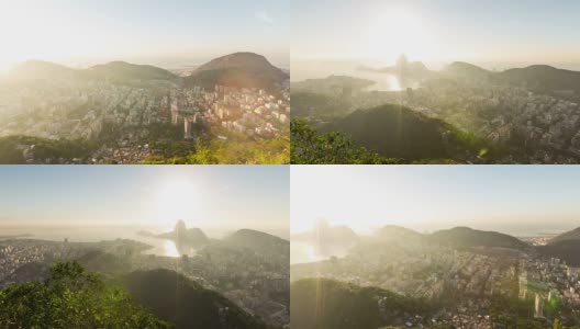 里约热内卢Cityscape Time Lapse Sunrise Panning高清在线视频素材下载