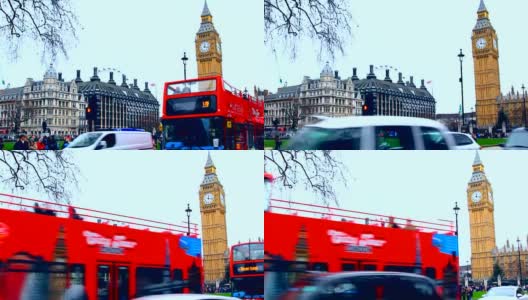 伦敦，大本钟，双层巴士高清在线视频素材下载