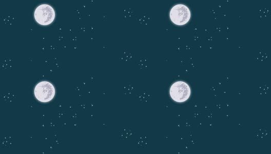 一个星空下有月亮的动画高清在线视频素材下载