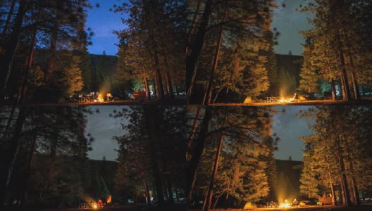 夜晚星星在露营和篝火森林时间流逝高清在线视频素材下载