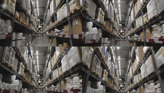 仓库或机库中存放箱子和货物的货架高清在线视频素材下载