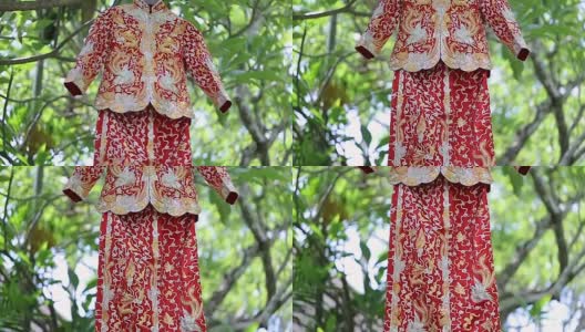中国传统的新娘婚纱。高清在线视频素材下载