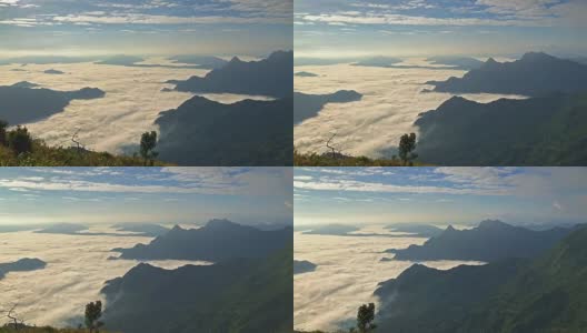泰国北部山景的日出和薄雾高清在线视频素材下载