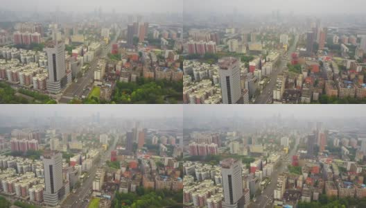 武汉市阴天城市景观交通街道航拍全景4k中国高清在线视频素材下载