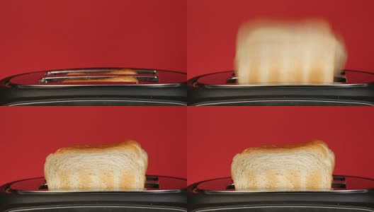 烤面包机里冒出烤面包高清在线视频素材下载