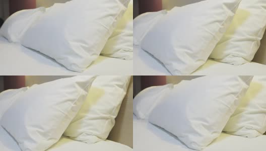 特大号床上的枕头高清在线视频素材下载