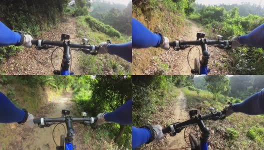越野自行车在森林小径上骑自行车高清在线视频素材下载