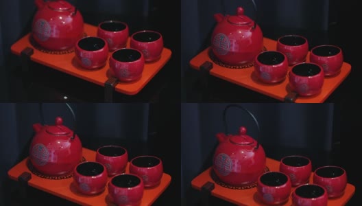 婚礼当天的中国茶道杯。高清在线视频素材下载