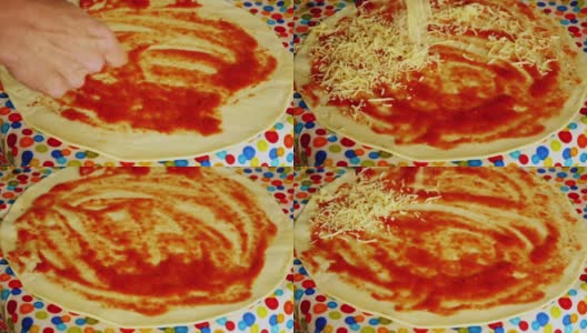 西红柿和奶酪的披萨高清在线视频素材下载