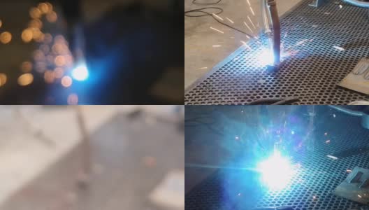 机器人工作与电弧焊。金属焊接引起的模糊火花和光高清在线视频素材下载