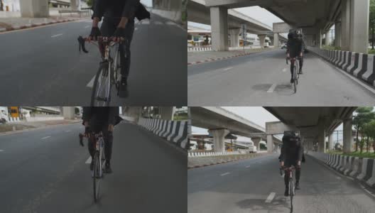 亚洲快递员骑着自行车高清在线视频素材下载