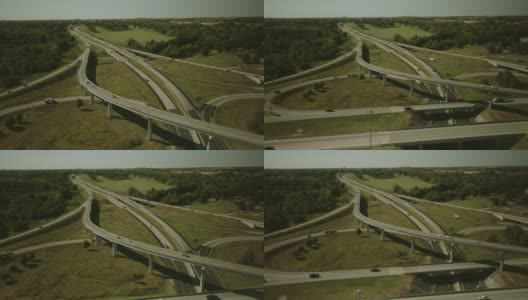立交桥交通空中立交桥视图晚夏在中西部密苏里州美国公路运输4K视频系列高清在线视频素材下载