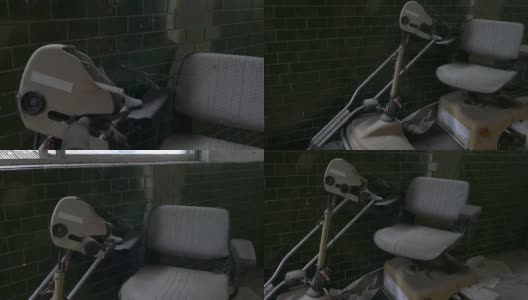 废弃医院里的机动轮椅高清在线视频素材下载