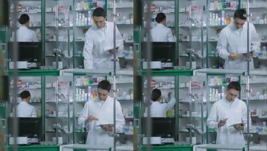 药剂师在药房检查药品高清在线视频素材下载