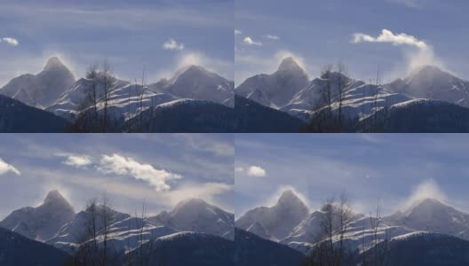 冬季景观与山脉，风暴和云-时间流逝高清在线视频素材下载