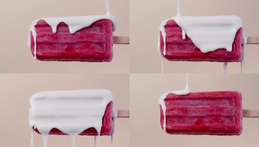 白巧克力草莓冰棒高清在线视频素材下载