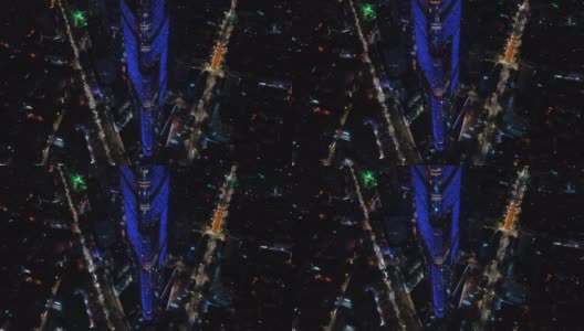 夜景照亮了南京市中心交通街道圈塔高空俯瞰4k中国全景高清在线视频素材下载