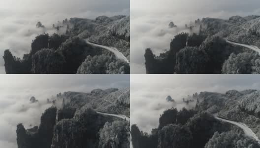 中国湖南张家界天子山雪景高清在线视频素材下载