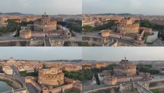 罗马，圣天使堡，台伯河和圣彼得大教堂。高清在线视频素材下载