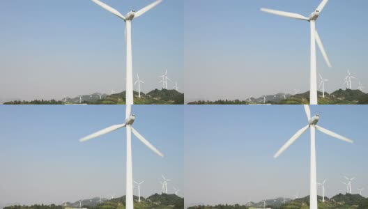 山上旋转的风力涡轮机高清在线视频素材下载