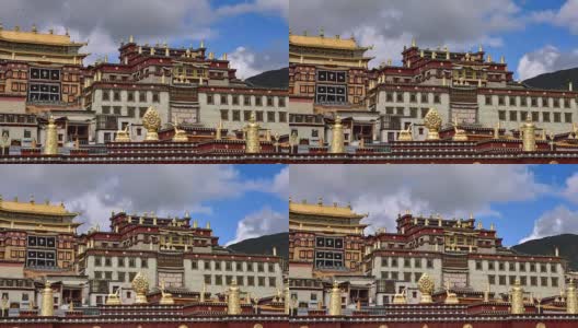 中国云南香格里拉镇的松赞林寺高清在线视频素材下载