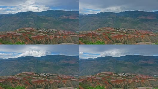 红色的土地，山谷和村庄高清在线视频素材下载