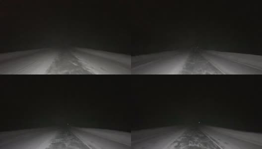 暴风雪夜在高速公路上行驶高清在线视频素材下载