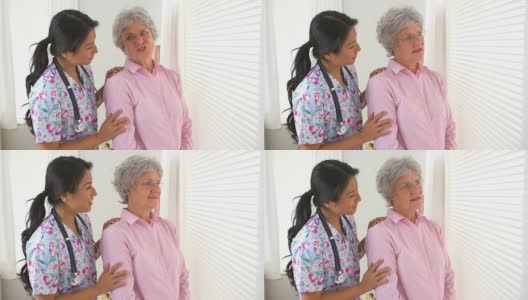 日本护士与成熟的白种病人交谈高清在线视频素材下载