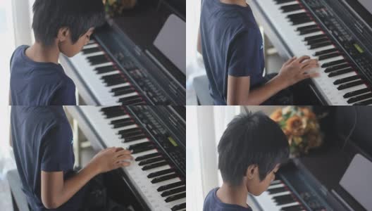 学习弹钢琴高清在线视频素材下载