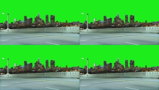 洛杉矶市区天际线的绿幕高清在线视频素材下载