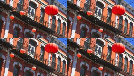 红球中国灯笼东方城市装饰高清在线视频素材下载