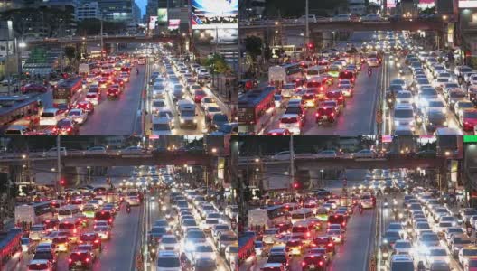 曼谷的夜间交通堵塞高清在线视频素材下载