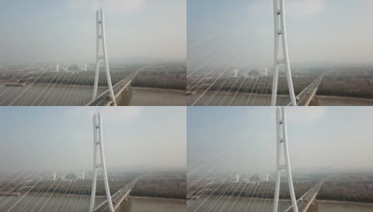 南京长江大桥、长江三桥、长江大桥公路交通鸟瞰图高清在线视频素材下载