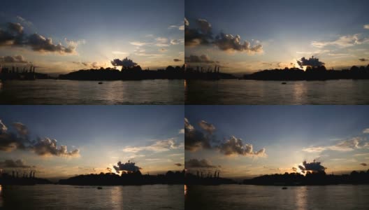 伦敦沃克斯豪尔的泰晤士河日落时光高清在线视频素材下载