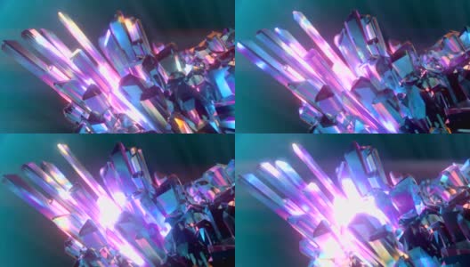 3d渲染数字动画与闪亮的旋转晶体。光能在宝石中反射。4K，超高清分辨率高清在线视频素材下载