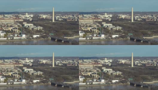 空中高角度的华盛顿特区国家广场与林肯纪念堂华盛顿纪念碑和美国国会大厦。美国地标和旅游目的地概念高清在线视频素材下载