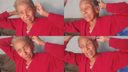老妇人在梳头高清在线视频素材下载