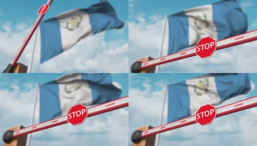 危地马拉国旗前的路障关闭高清在线视频素材下载