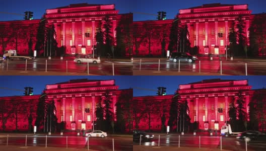 乌克兰基辅国立大学的红色建筑高清在线视频素材下载